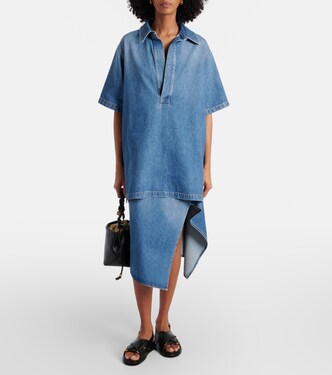 Falda midi de denim asimétrica | Plan C