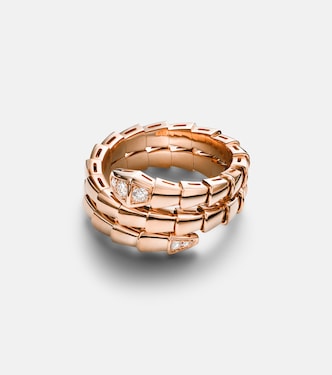 Anello Serpenti Viper in oro rosa 18kt con diamanti | Bvlgari