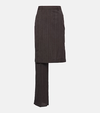 Asymmetric striped wool skirt pants | Bottega Veneta