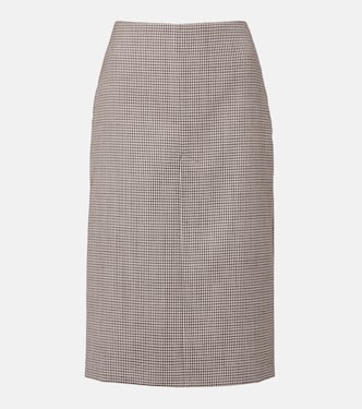 Jupe midi en laine à carreaux | Gucci