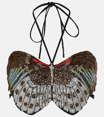 Calypso embellished open-back crop top | Clio Peppiatt