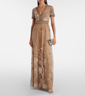 Embroidered tulle gown | Costarellos