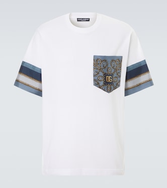 T-shirt imprimé en coton et soie mélangés | Dolce&Gabbana