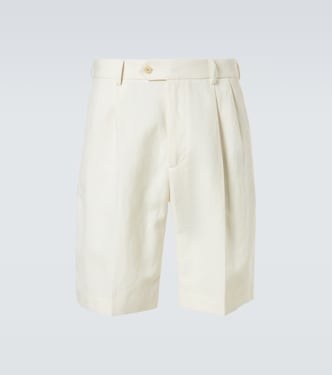 Pleated wool, cotton, and linen shorts | Auralee