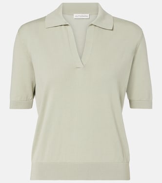 Clay cropped cotton and silk polo shirt | Altuzarra