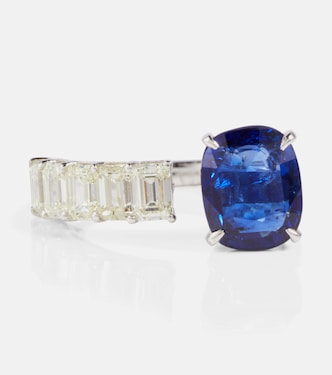 Ring Floating aus 18kt Weißgold mit Diamanten und Saphir | Shay Jewelry