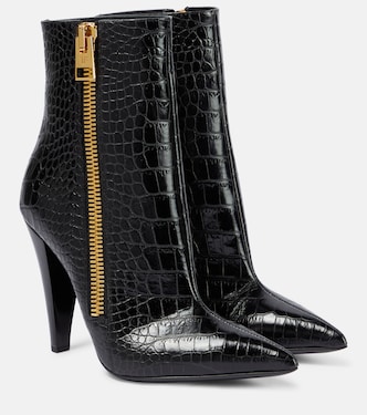 Croc-effect leather ankle boots | Tom Ford