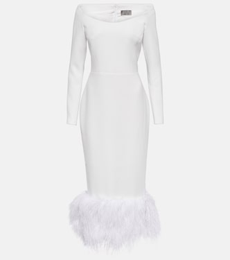 Robe midi en crêpe à plumes | Rasario