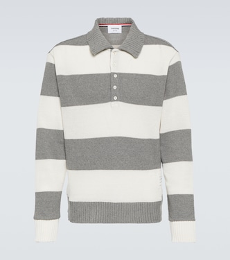 Polo de piqué de algodón a rayas | Thom Browne