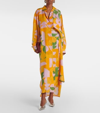 Abito chemisier in seta con stampa | Dries Van Noten