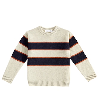 Pullover Branco in lana a righe | Bonpoint