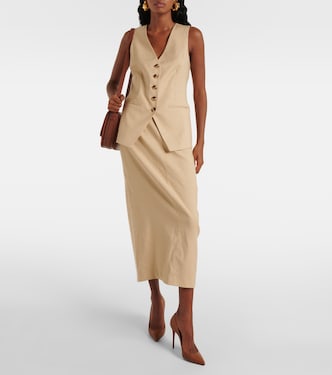 Falda midi Kimpton de mezcla de lino | Veronica Beard