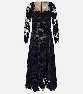Abito midi in pizzo guipure di velluto | Oscar de la Renta