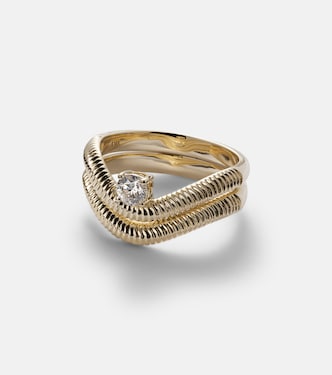 Set Tina aus zwei Ringen aus 14kt Gelbgold mit Diamanten | Stone and Strand