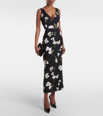 Abito midi in jacquard con ricamo | Erdem