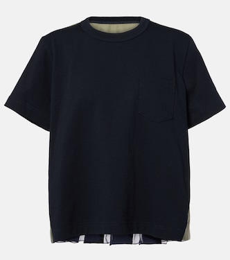 T-shirt in jersey di cotone e twill | Sacai