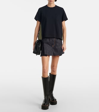 T-shirt in jersey di cotone e twill | Sacai