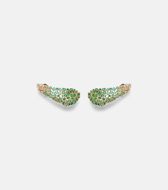 Scatter 18kt gold earrings with emeralds and diamonds | Ananya