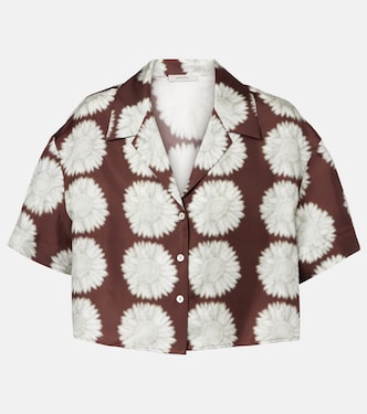 Lincoln floral silk twill cropped shirt | Asceno