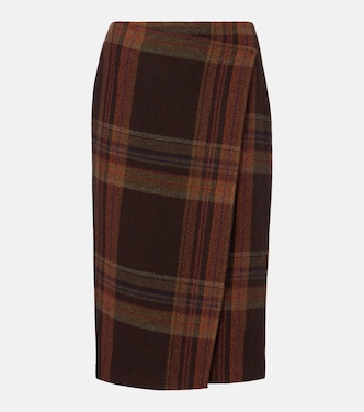 Plaid wool-blend midi skirt | Polo Ralph Lauren