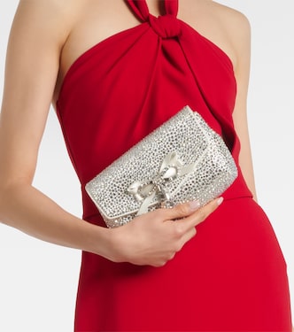 Soft Bow Mini embellished satin clutch | Jimmy Choo