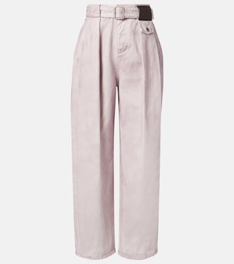 Jeans a gamba larga con cintura e pelle  | Loewe