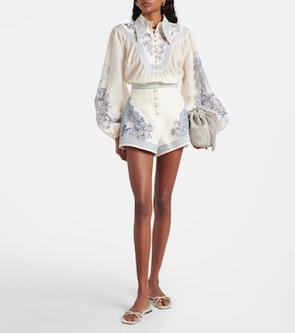 Villa Romantica printed ramie blouse | Alémais