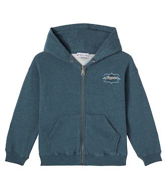Logo cotton jersey zip-up hoodie | Bonpoint