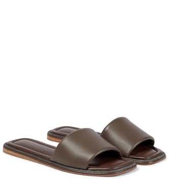 Sandali in pelle con decorazione | Brunello Cucinelli