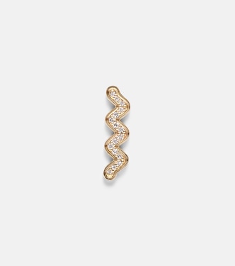 Boucle d’oreille unique Wavy Stud en or 14 ct et diamants | Sydney Evan
