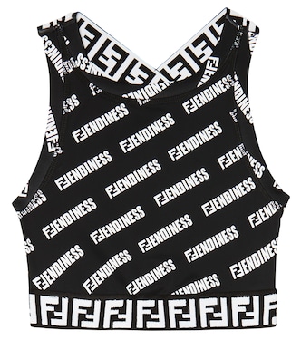 Crop top FF de punto fino con logo | Fendi Kids