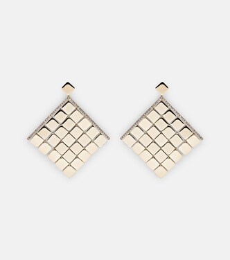 Tile Curtain 18kt gold earrings with champagne diamonds | Ileana Makri