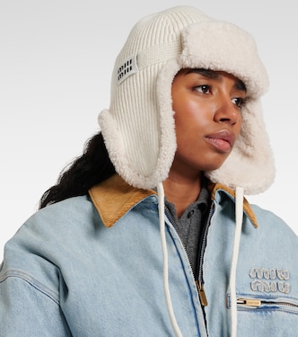 Shearling-trimmed wool and cashmere hat | Miu Miu