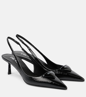 Logo 55 leather slingback pumps | Prada