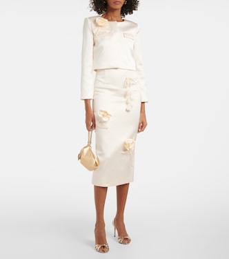 Blazer Cream 3D Flower in raso | Self-Portrait