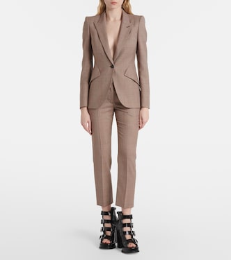 Kickback checked wool flared pants | McQueen