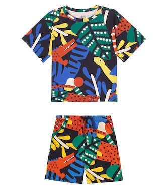 Printed cotton T-shirt and shorts set | Fábula