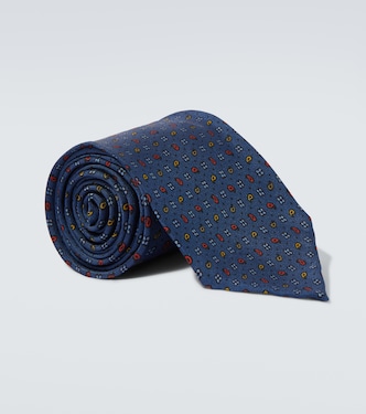 Printed silk satin tie | Rubinacci