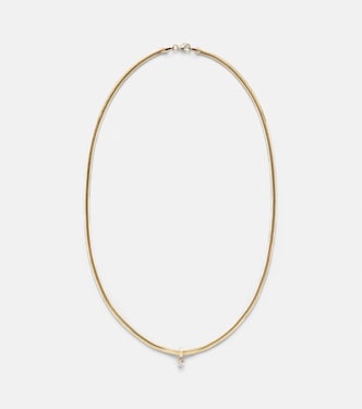 Serpentine 14kt gold necklace with diamond | Stone and Strand