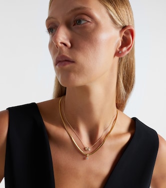 Serpentine 14kt gold necklace with diamond | Stone and Strand