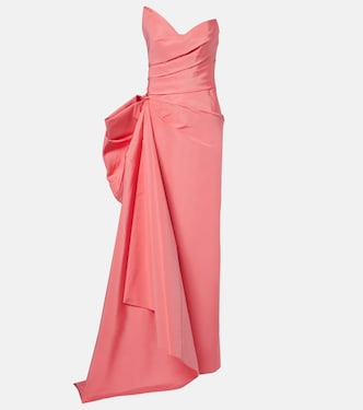 Draped asymmetric silk bustier gown | Monique Lhuillier