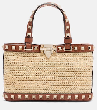 Rockstud Mini raffia tote bag | Valentino Garavani