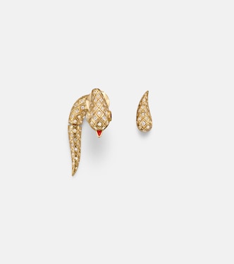 Python 9kt gold earrings with diamonds and spinels | Yvonne Léon