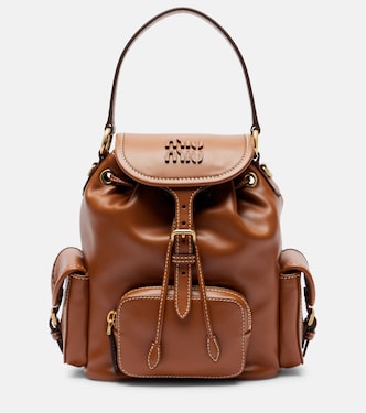 Logo leather backpack | Miu Miu