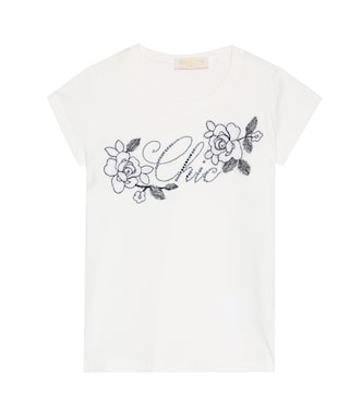 Embellished stretch-cotton T-shirt | Monnalisa