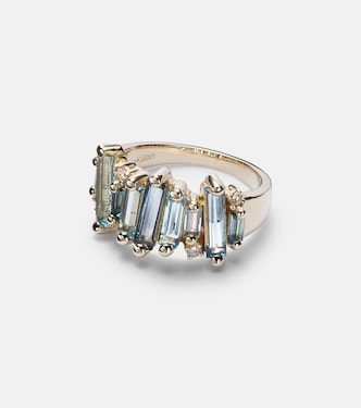 Ring aus 14kt Gelbgold mit Diamanten und Topas | Suzanne Kalan