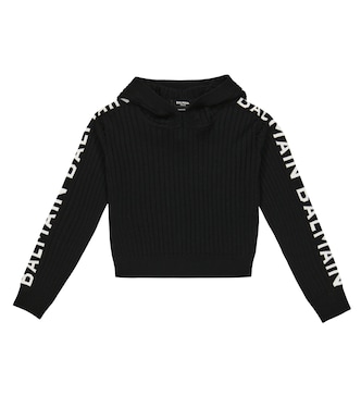 Crop top de algodón con punto acanalado | Balmain Kids