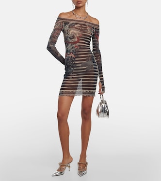 Miniabito in mesh con stampa | Jean Paul Gaultier