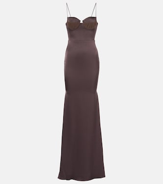 Abito bustier lungo in raso | Alex Perry