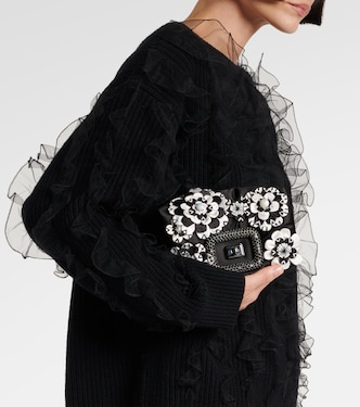 Viv' Choc floral-appliqué satin crossbody bag | Roger Vivier
